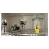 Hand Painted Wine & Cheese Set & Cookie Jar