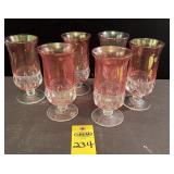6 King's Crown Cranberry Thumbprint Goblets