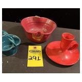 Cole Pottery Candleholders, Pebble Pottery Bowl &