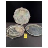 3 Silverplate Serving Trays