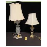 2 Brass And Glass Lamps
