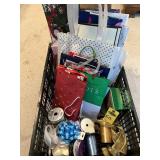 Crate Of Gift Bags, Bows, Ribbon, Etc.