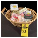 Basket Of Decoratives Soaps & Candle