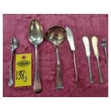 6 Pcs Silver Plate Flatware & One Lenox Pewter