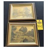 2 Vintage Foil Prints 10.5x8.5