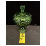 L E Smith Moon & Stars Green Glass
