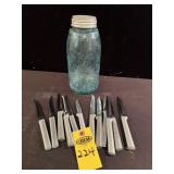 Vintage Mason Jar & Stainless Steel Steak Knives
