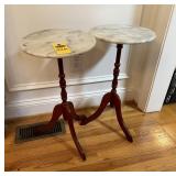 Vtg Traditional Style Marble Top Pedestal Tables