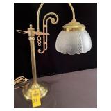 Art Nouveau Brass Flower Lamp 22' H