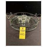 16' Black Metal & Glass Serving Tray & Candles