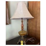 Mid Century Modern Amber Glass Lamp 27" H