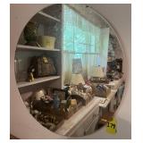 Antique Etched Glass Shaving Mirror 24" R