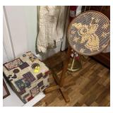 Handmade Lacy Angel W/ Stand & Homemade Footstool