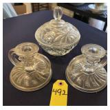 Vtg Anchor Hocking Star Of David Candy Dish And