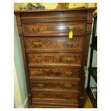 Victorian Eastlake Burl Walnut Veneer Lock Side