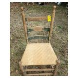 Primitive Oak Cane Bottom Chair