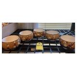 5 Japanese Seto Ware Tea Bowls