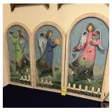 Metal Angels In Arched Framed Panels
