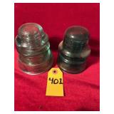 2 Vintage Glass Insulators
