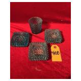 4 Fenton Aqua Blue Hobnail Votive Holders