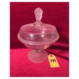 Vtg "3 Face" Compote Covered Dish