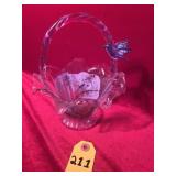 Hand Blown Glass Bird Basket