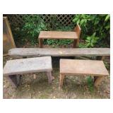 3 Wood Benches & Shelf
