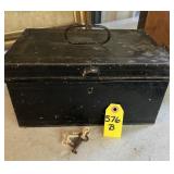 Antique Toleware Cash/ Document Box W/ Key