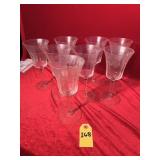 Vtg Louie Weston Crystal Etched Wine Glasses