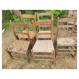 5 Oak Cane Bottom Chairs