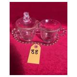 Vtg Imperial Glass Creamer, Sugar & Tray