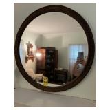 Antique 26" R Wood Framed Mirror