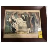 Vtg Hand Colored Lithograph  Death Of Washington