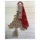 Vtg Handmade Macrame Christmas Tree & Misc
