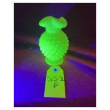 Vtg Fenton Uranium Glass Hobnail Vase