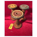 Vtg Primitive Industrial Wooden Textile Spools