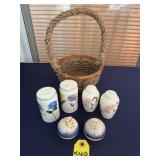 Basket Of Vintage Salt & Pepper Shakers