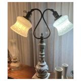 Vtg Bohemian Glass Double Arm Lamp