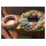 2 Handmade Wreaths & Stool