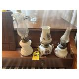 3 Vintage Miniature Oil Lamps