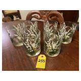 6 Vintage Lily Of The Valley Glasses