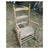 Primitive Oak Cane Bottom Rocker