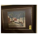 Vintage Needlepoint - Snow On The Farm Scene