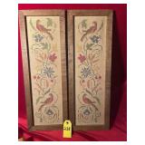 2 Vintage Cross Stitch Panels