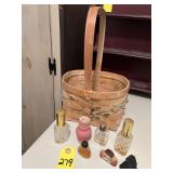 Basket Of Vintage Perfume Bottles