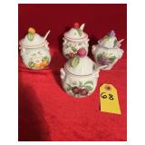 4 Vtg Lenox Orchard Jam Jars