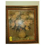 Vtg Print On Board Still Life 20" X 23"