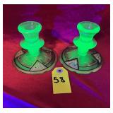 Uranium Glass Candlestick Holders