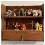 Wooden Shelf And Contents