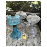 3 Vtg Oil Lamp Bases